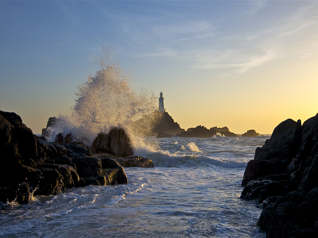 Corbiere Lighthouse at sunset