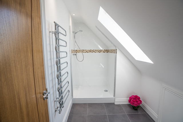 Ensuite with large shower, sink and toilet 