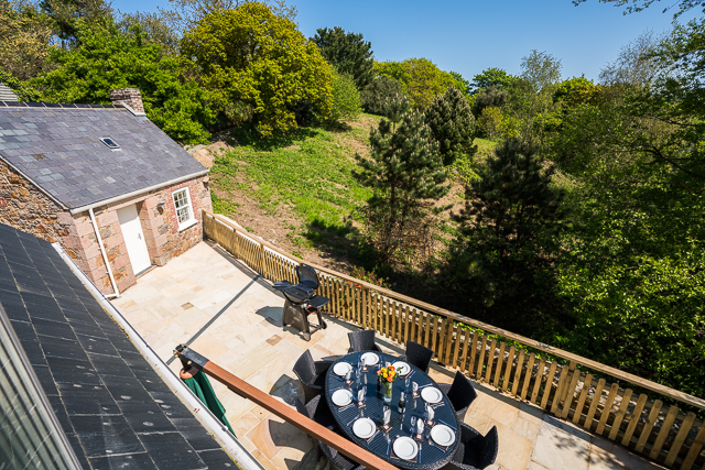 Views from the Velux balcony in the double bedroom upstairs