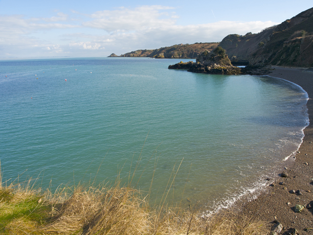 Bouley Bay with the French coast in the distance