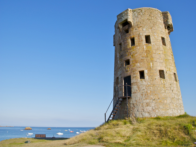 Martello Tower at the nearby Le Hocq beach