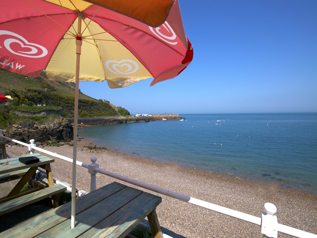 Beach view at Bouley Bay from the popular beach kiosk