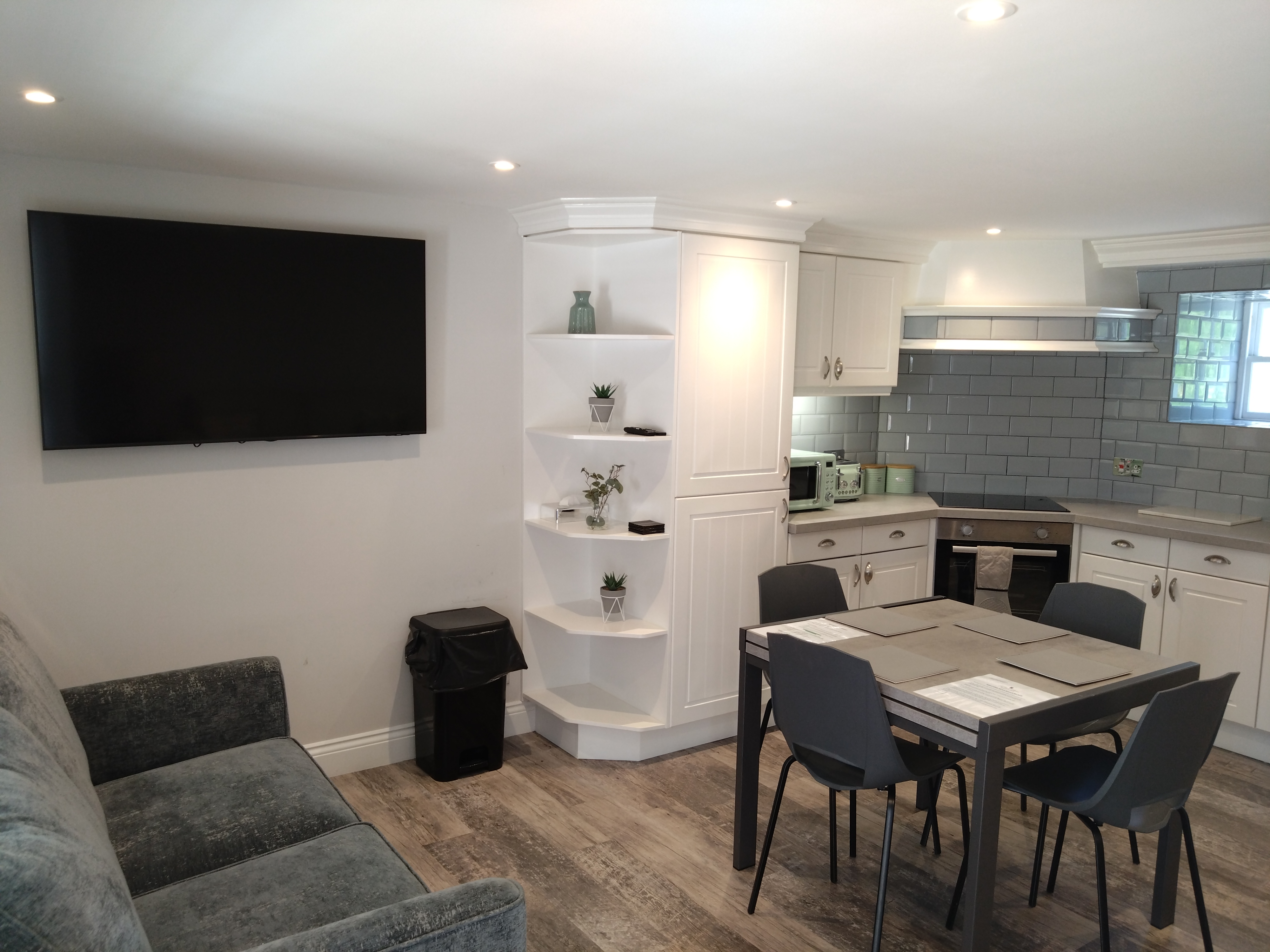 Kitchen dining and lounge are with sofa bed suitable for up to 2 small children or 1 up to 12 years old.