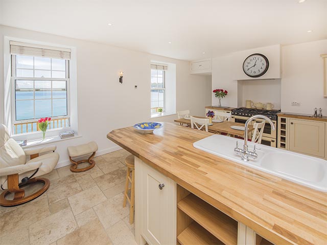 Sea views from the kitchen area of the open plan living space