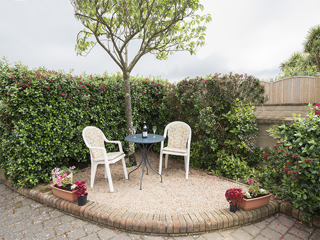 Sheltered south facing seating area