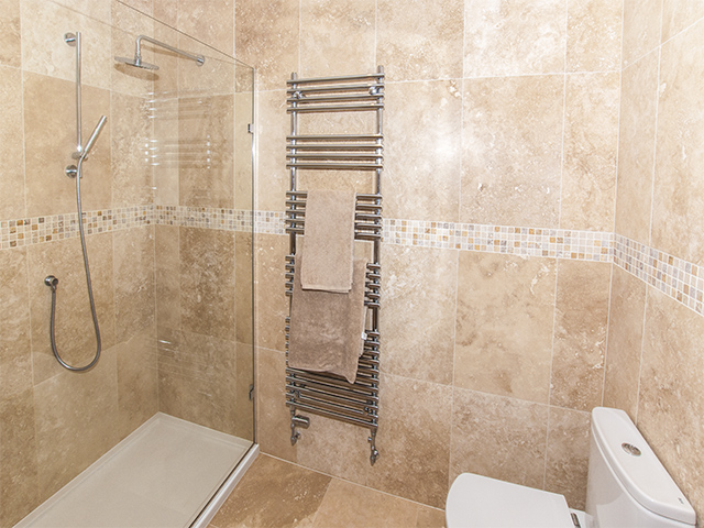 Ensuite with large shower, sink and toilet 